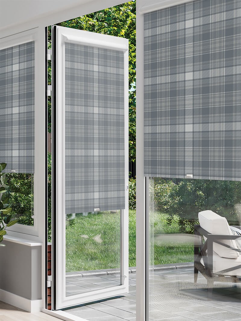Wallace Check Stone Grey Perfect Fit Roller Blind
