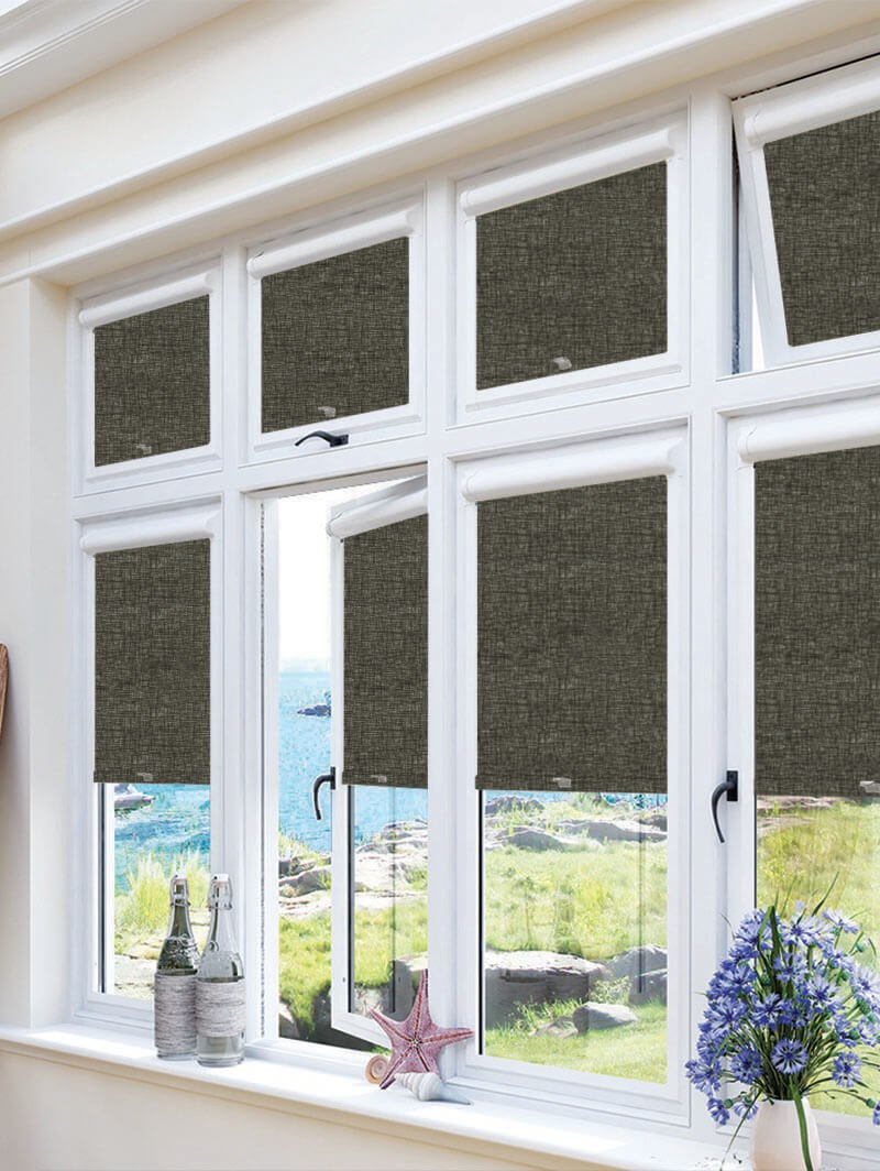 Blackout Linen Charcoal Perfect Fit Roller Blind