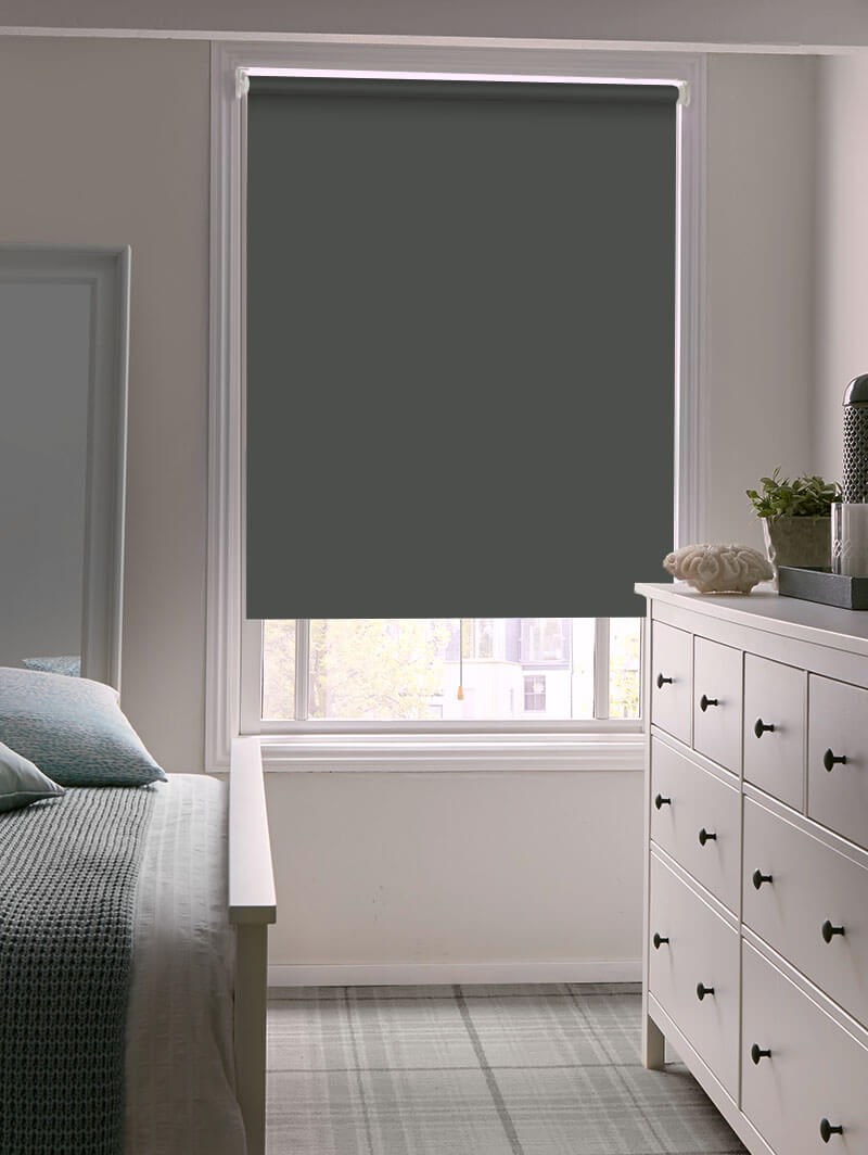 Spring Blinds Clifftop Grey Blackout Spring Loaded Roller Blind