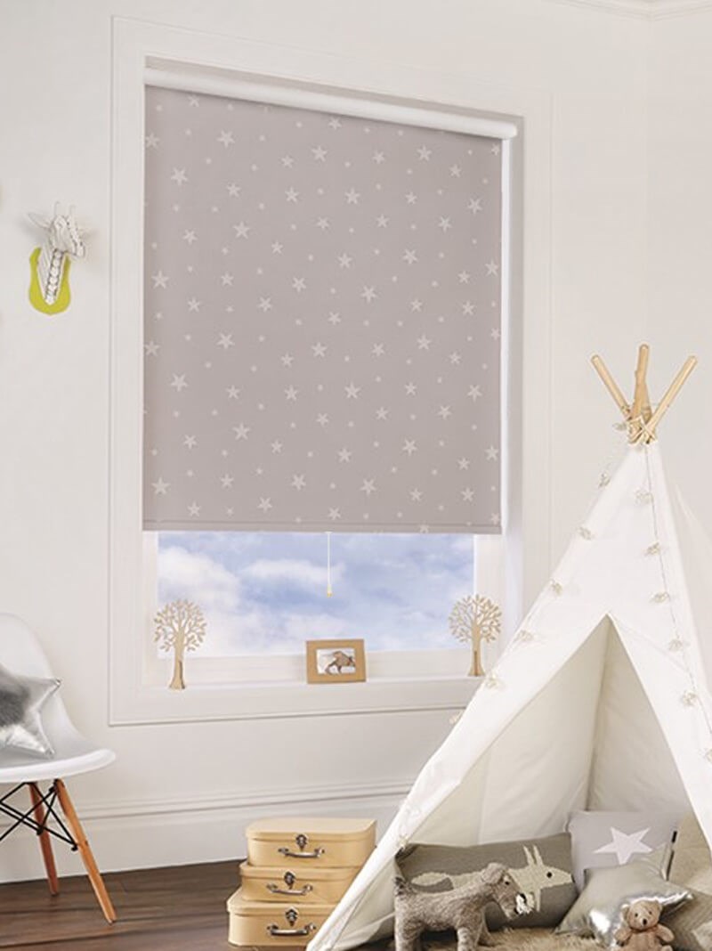 Glow In The Dark Stars Blackout Cordless Spring Loaded Roller Blind