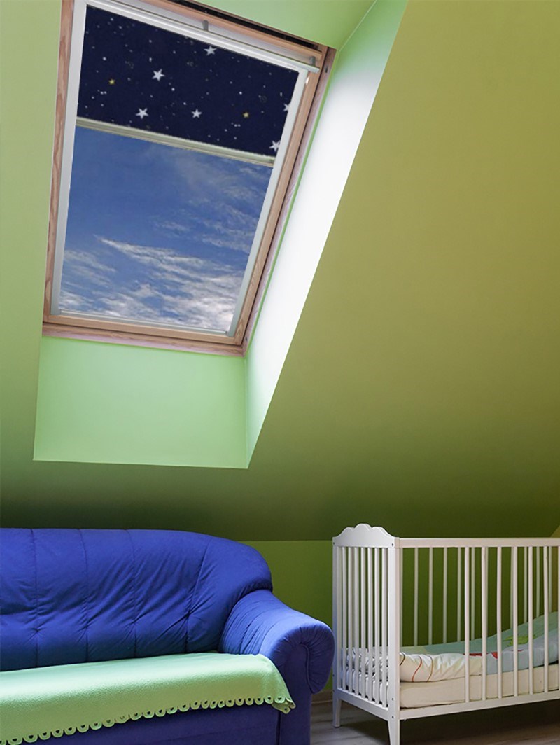 Stars Navy Thermal Plus Blackout Skylight Blind To Fit VELUX® Windows
